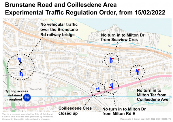 Road changes in the Brunstane Rd and Coillesdenes area